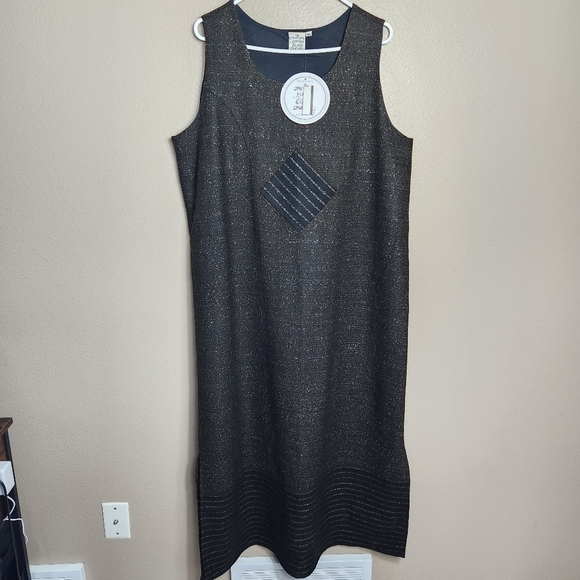 Parsley & Sage Black Flecked Wool Sleeveless Artsy Maxi Jumper Dress-Sz XL (NWT) - Picture 1 of 9